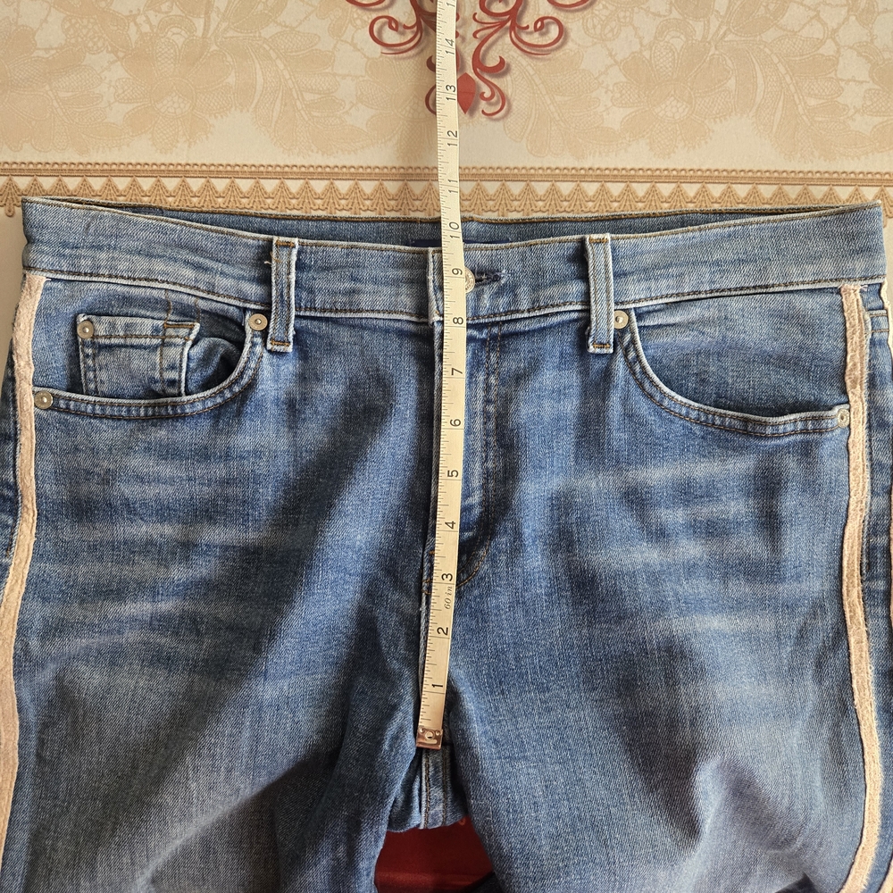 7 For All Mankind Roxanne Skinny Jeans Womens Size 32 Blue Double Racing Stripes - Picture 9 of 15